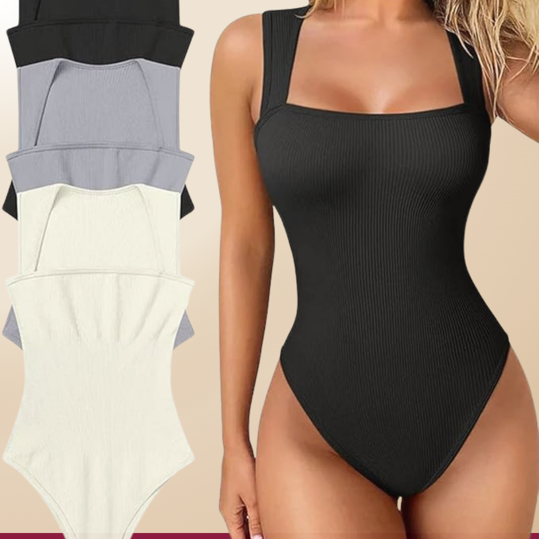 Body mujer sin manga con escote cuadrado negro S/M