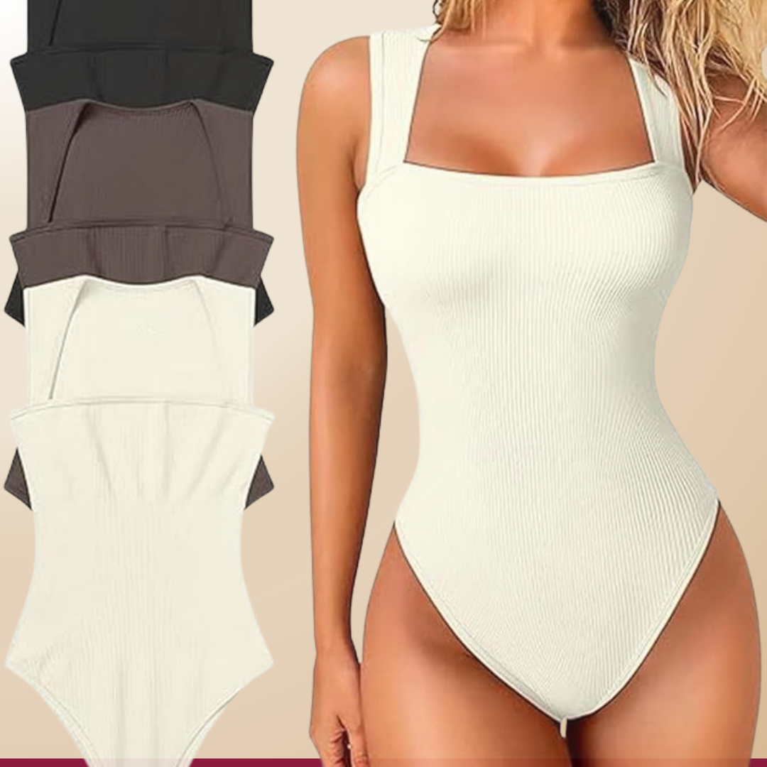 Body mujer sin manga con escote cuadrado beige S/M